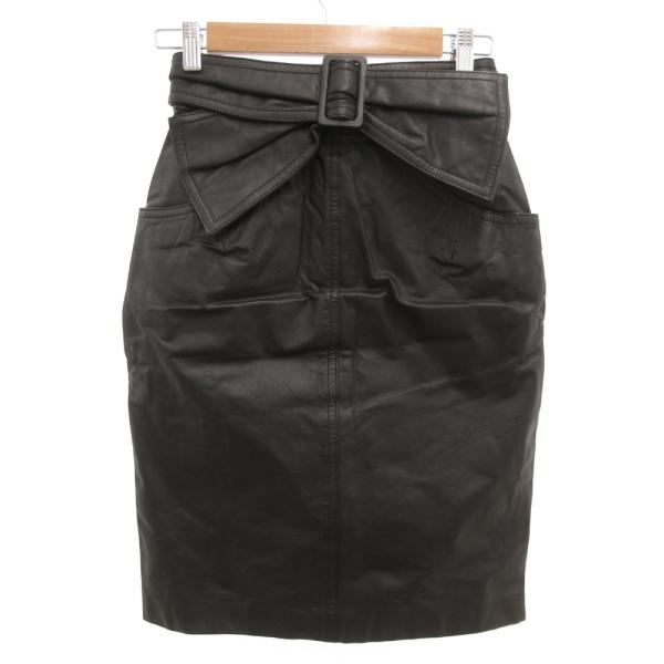 フェードイン FADE IN レザースカート ひざ丈 リボン M 黒 ブラック /JS ■GY61 ...