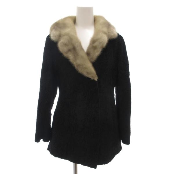Mink Magic ショートコート 衿ミンクファー 毛皮 11 黒 ブラック ベージュ /GV ■...