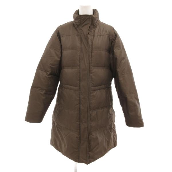 エディーバウアー EDDIE BAUER ダウンコート ロング ジャケット スタンドカラー L 茶 ...