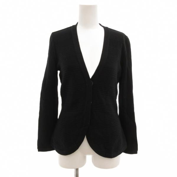 ジョルジオアルマーニ GIORGIO ARMANI カーディガン Vネック ウール 38 黒 ブラッ...