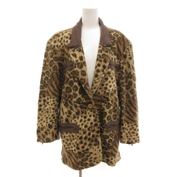 イタリヤ 伊太利屋 ジャケット レオパード柄 ジップポケット 9 茶 ブラウン /JS ■GY61 ...