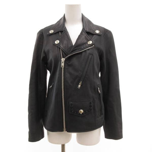 ハク スーパーハッカ H.A.K ライダースジャケット ラムレザー ダブル 紺 ネイビー /JS ■...