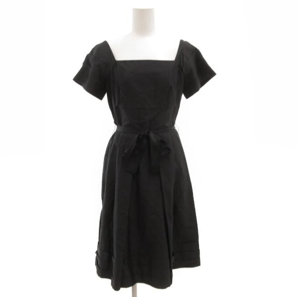 ハロッズ Harrods ワンピース ひざ丈 スクエアネック 2 黒 ブラック /JS ■GY61 ...