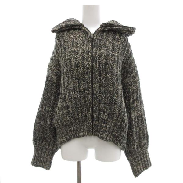 ミラオーウェン Mila Owen ニットジャケット ブルゾン ジップアップ ローゲージ F 緑 グ...