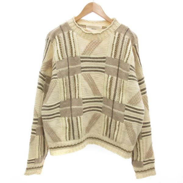 トゥデイフル TODAYFUL ニット セーター 長袖 総柄 モヘヤ混 F 白 ホワイト 茶 ブラウ...