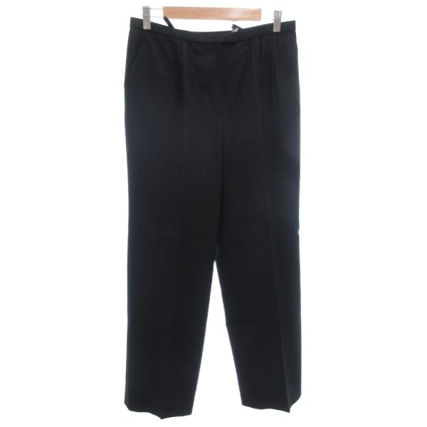 レリアン Leilian 美品 スラックス パンツ ウール 13 黒 ブラック 無地 長ズボン ドロ...