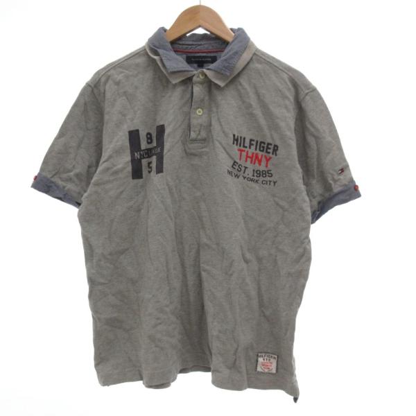 トミーヒルフィガー TOMMY HILFIGER ポロシャツ ロゴ 鹿の子 XXL グレー /JS ...