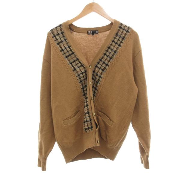 ダックス DAKS カーディガン ウール チェック柄 M 茶 ブラウン /JS ■GY61 メンズ