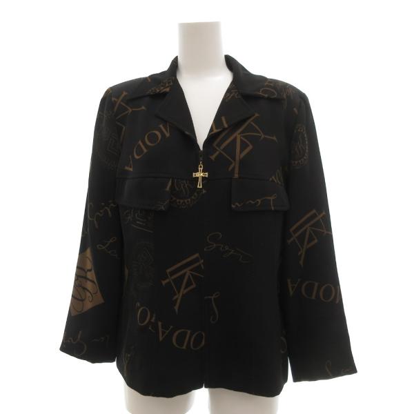 イタリヤ 伊太利屋 ジャケット ブルゾン ジップアップ ロゴプリント 11 黒 ブラック /JS ■...