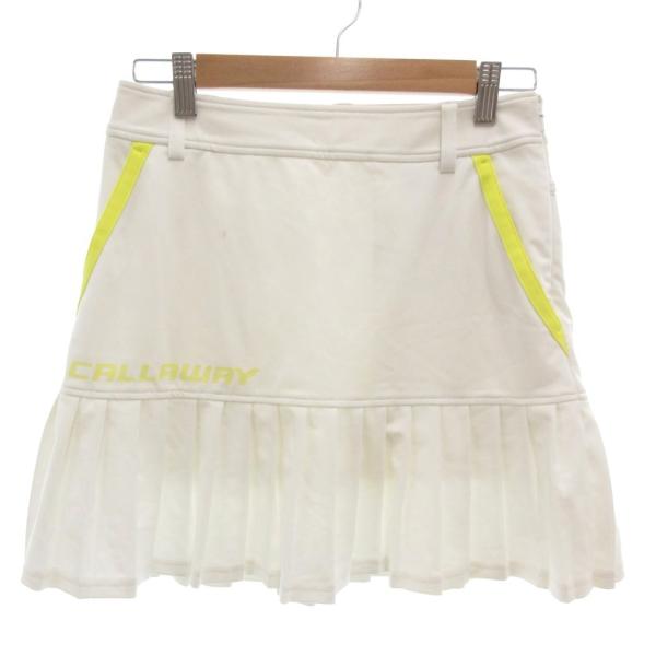 キャロウェイ CALLAWAY ミニスカート ゴルフウェア SS 白 ホワイト プリーツ切替 ロゴプ...
