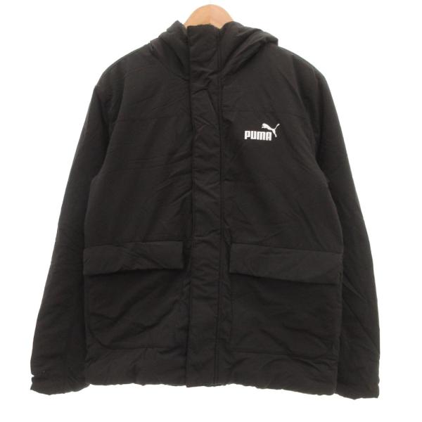 プーマ PUMA 中綿ジャケット ブルゾン ジップアップ フード ロゴ XL 黒 ブラック /JS ...