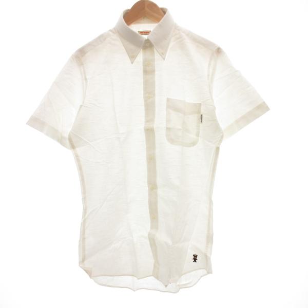 ミキハウス mikihouse ボタンダウンシャツ 半袖 胸ポケット L 白 ホワイト /JS ■G...