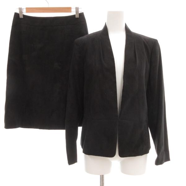 23区 オンワード樫山 セットアップ ジャケット スカート エコスエード 38 黒 ブラック /JS...