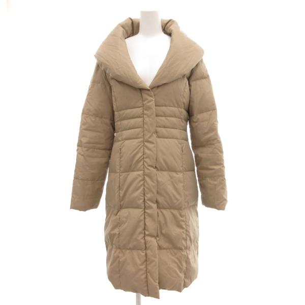 エル ELLE ダウンコート ロング ショールカラー 40 ベージュ /JS ■GY61 レディース