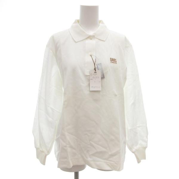 未使用品 ダックス DAKS タグ付き ポロシャツ 長袖 鹿の子 L 白 ホワイト /GV ■GY6...