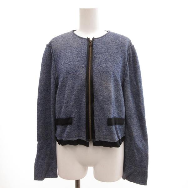 ランバン LANVIN ジップジャケット ブルゾン ノーカラー 38 青 ブルー /JS ■GY61...