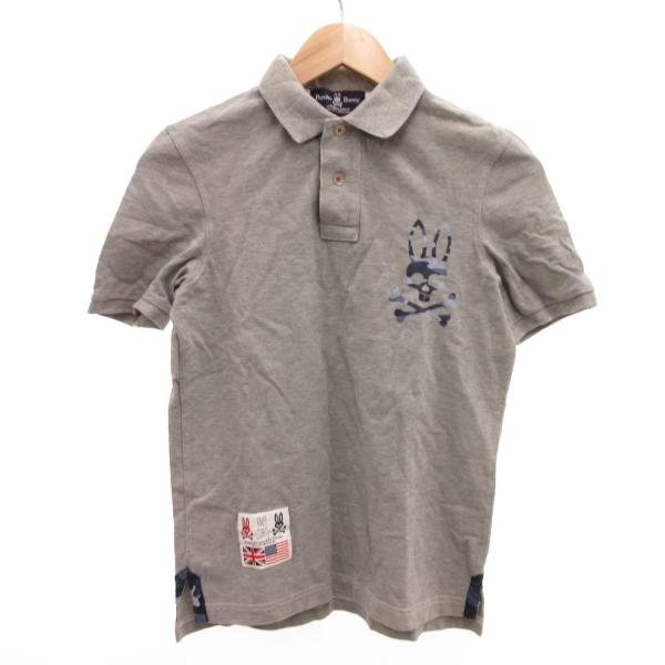サイコバニー Psycho Bunny ポロシャツ 半袖 ロゴプリント 鹿の子 S グレー /JS ...