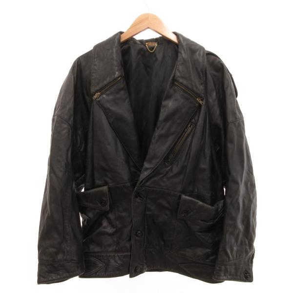 ベラペレ VERA PELLE レザーコート 革ジャン ジャケット 46 黒 ブラック /JS ■G...