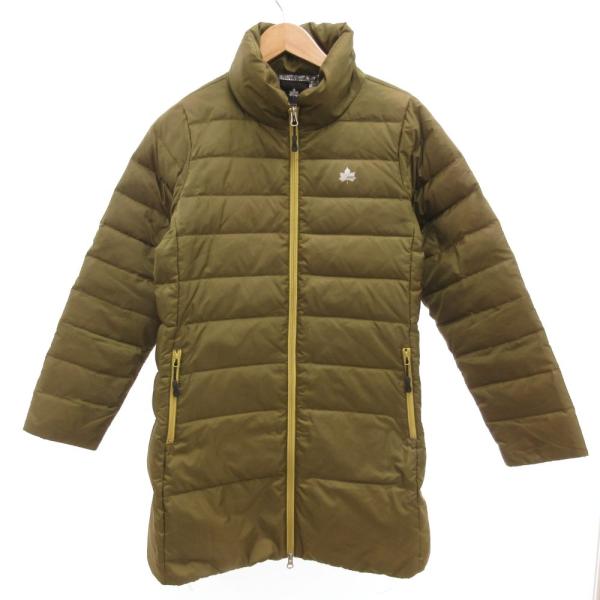 ロゴス LOGOS ダウンコート ジャケット ロング スタンドカラー L カーキ /JS ■GY61...