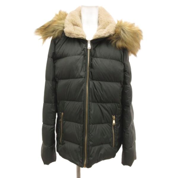 ザラ ZARA ダウンコート ジャケット ジップアップ フェイクファー L カーキ /JS ■GY6...