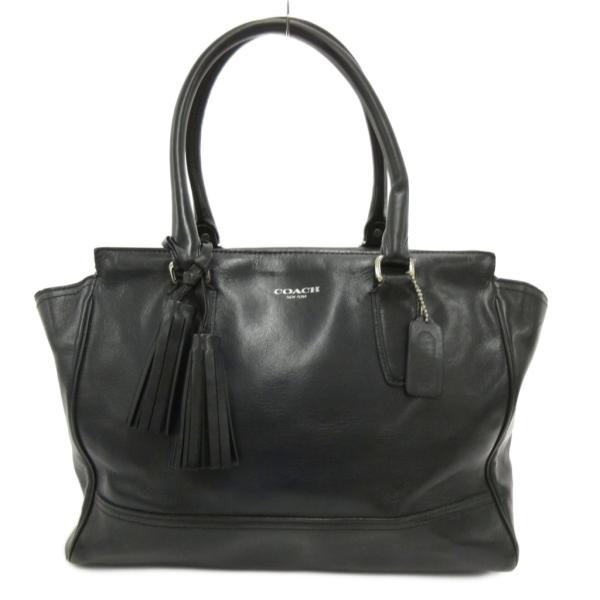 コーチ COACH トートバッグ レザー ロゴ ファスナー開閉 黒 ブラック /JS ■GY61 レ...