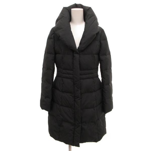 インディヴィ INDIVI ダウンコート ジャケット 36 黒 ブラック 長袖 ボリュームカラー キ...