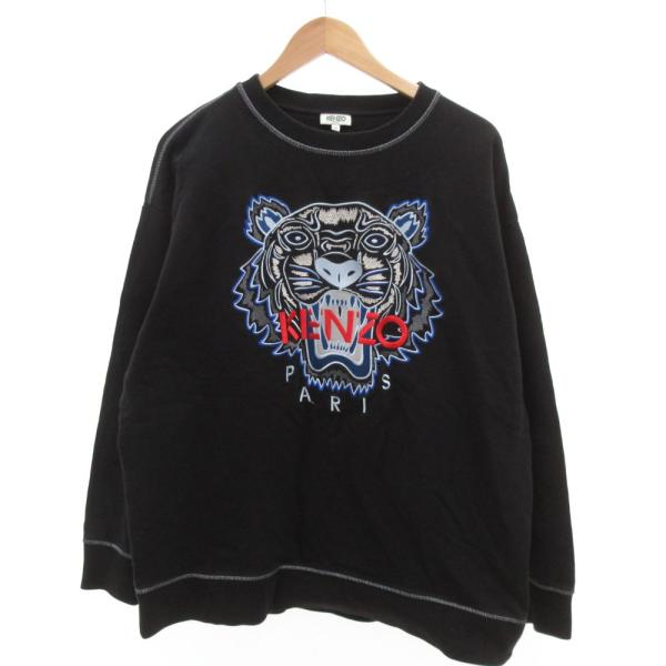 ケンゾー KENZO タイガー刺繍スウェットシャツ トレーナー ロゴ M 黒 ブラック /JS ■G...