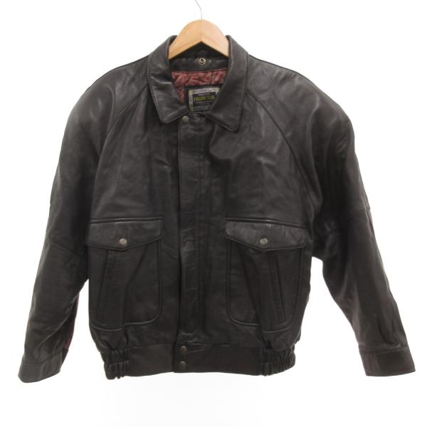 イエロークラブ YELLOW CLUB レザージャケット 革ジャン ブルゾン L 黒 ブラック /J...