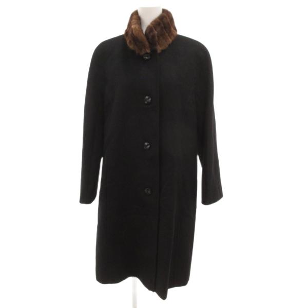 レリアン Leilian カシミヤコート ミンクファー 毛皮 ロング 9 黒 ブラック /JS ■G...