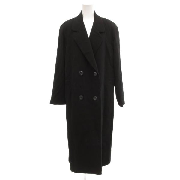 モンソワ MONTSOIRE テーラードコート カシミヤ ロング ダブルボタン メルトン 黒 ブラッ...