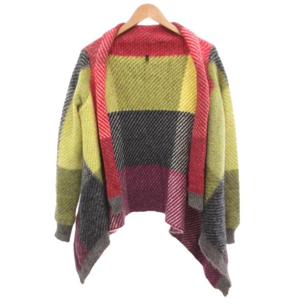 スティーレベネトン STILE BENETTON カーディガン チェック柄 モヘヤ混 S マルチカラ...