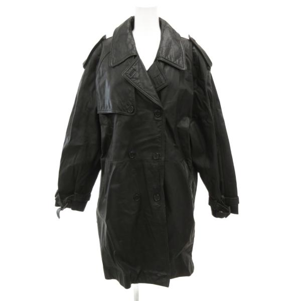 ACROCORE レザートレンチコート L 羊革 ロング 黒 ブラック /JS ■GY61 レディー...