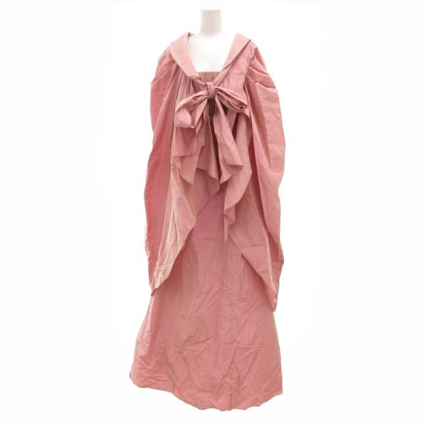 エメ AIMER ドレス ワンピース マキシ ロング スパンコール リボン マント 13 ピンク /...