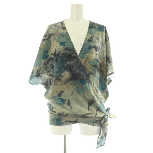 バジーレ BASILE カシュクールブラウス 五分袖 総柄 40 グレー /MY ■OS ■GY66...