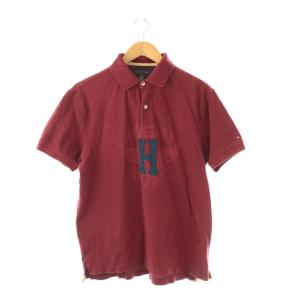 トミーヒルフィガー TOMMY HILFIGER ポロシャツ 半袖 コットン M バーガンディー /NR ■GY66 メンズ