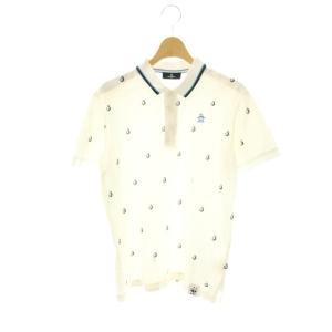マンシングウェア MUNSINGWEAR ポロシャツ カットソー ペンギン柄 M 白 黒 青 /CX ■GY66 メンズ