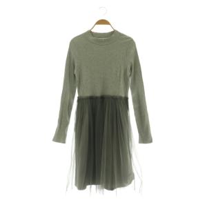 ミティス mitis ワンピース ロング リブニット チュール 切替 長袖 M グレー /MY ■OS ■GY58 レディース