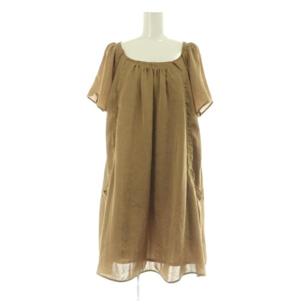 ジェイトプカピ J.TOPKAPI ワンピース ミニ 半袖 サテン インナー付 ベージュ /MY ■...