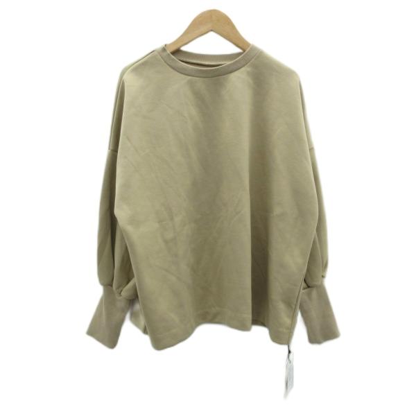 未使用品 セラッテ トレーナー スウェット オーバーサイズ M ベージュ 無地 ラウンドネック 長袖...