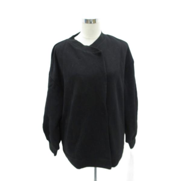 ヨーコモリモト YOCO MORIMOTO ジャケット 上着 ミドル丈 L 黒 ブラック ノーカラー...