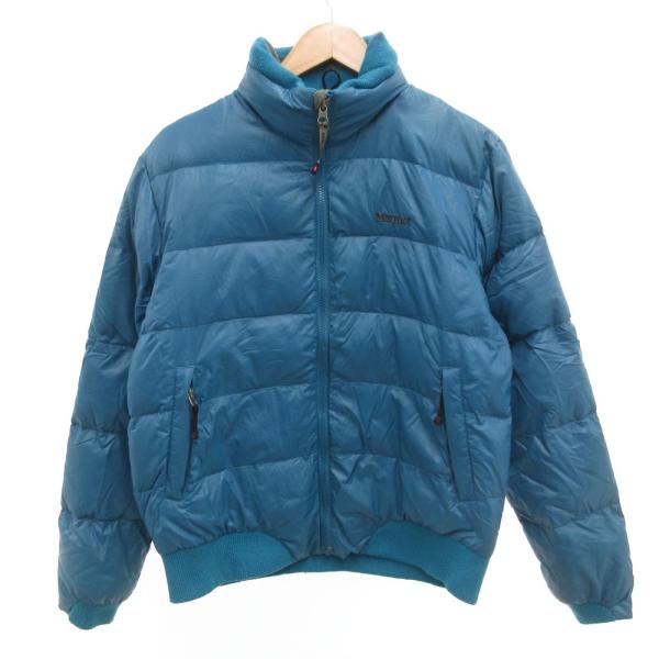 マーモット MARMOT ダウンジャケット ブルゾン ジップアップ ロゴ S 青 ブルー /JS ■...