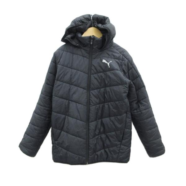 プーマ PUMA 中綿ジャケット 160 黒 ブラック スタンドカラー フード付き 2way ジップ...
