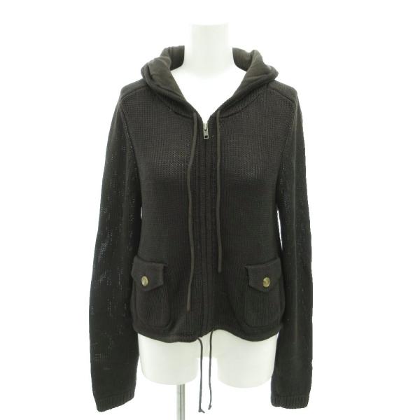 セオリーリュクス theory luxe ニットパーカー フーディー 40 ダークブラウン ジップア...