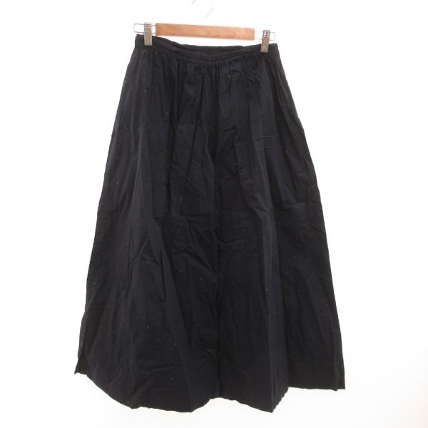 ミズイロインド mizuiro ind イージーキュロットパンツ ドット柄 ワイド 紺 ネイビー /...