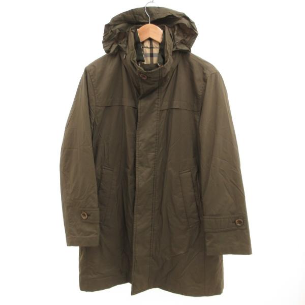 ダックス DAKS ダウンコート モッズ ロング フード 裏地チェック S カーキ /JS ■GY6...