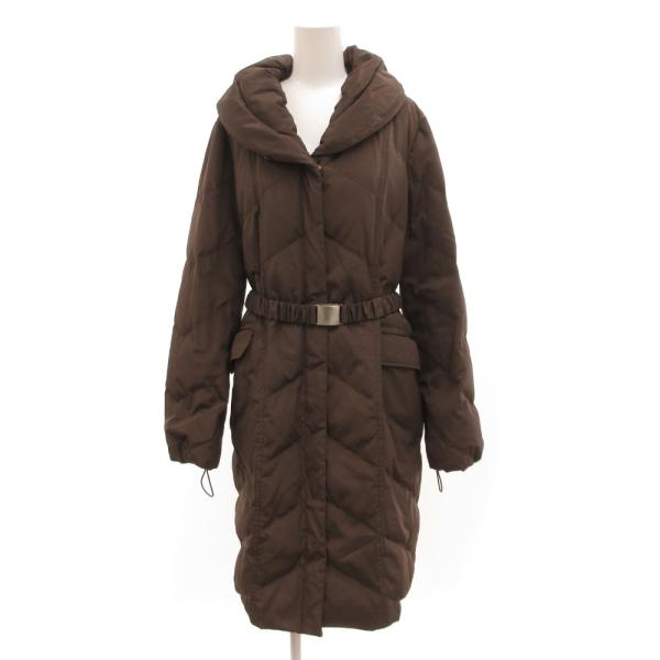 トラサルディ TRUSSARDI ダウンコート ロング フード ジップアップ 40 茶 ブラウン /...
