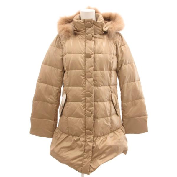 ミッシュマッシュ MISCH MASCH ダウンコート ロング フード フォックスファー L ベージ...