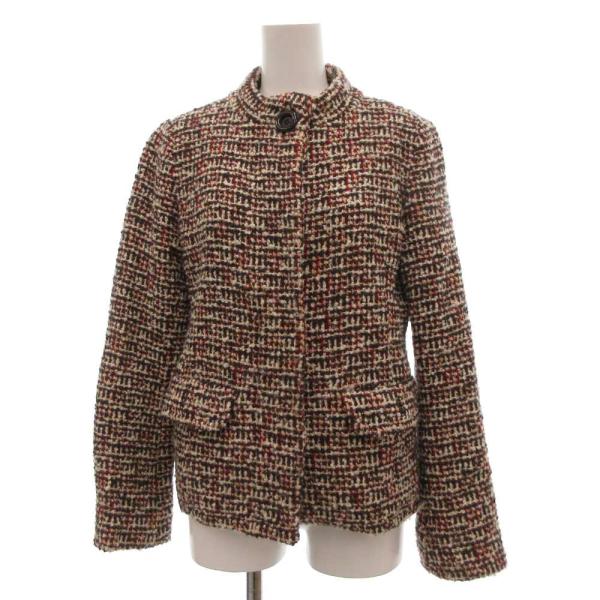イエナ IENA ハーフコート ジャケット ツイード ウール 赤 レッド 茶 ブラウン /JS ■G...