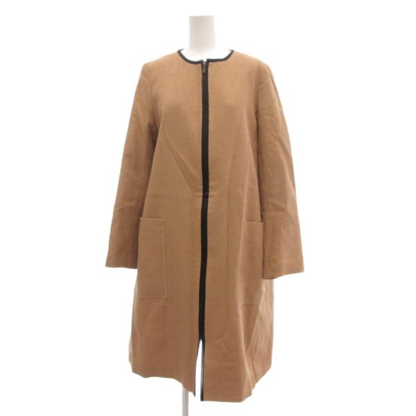 イエナ IENA ジップコート ロング パイピング リネン混 38 茶 ブラウン /JS ■GY60...