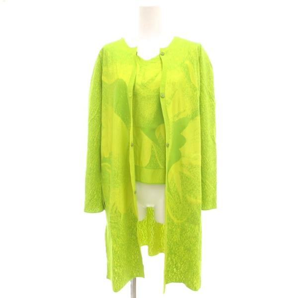 ヒロココシノ HIROKO KOSHINO アンサンブル カーディガン カットソー 38 黄緑 ライ...
